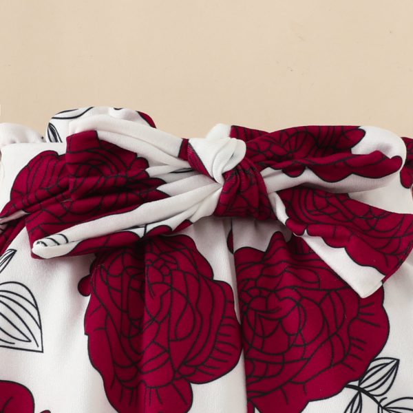 Baby Short Sleeve Triangle Romper Shorts Set Baby Girl Letter Summer Top Belt Flower Cute Pants