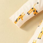 0-2 years old baby giraffe print dress flying sleeves long sleeves casual dress bow headband