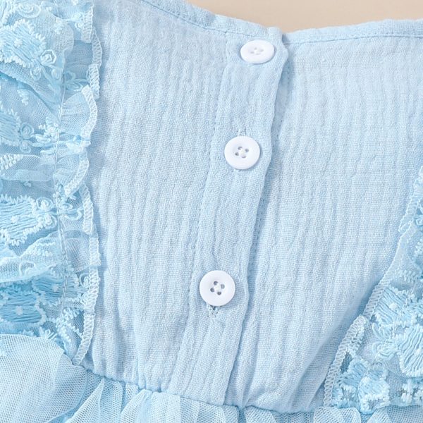 Baby Girl Sweet Sleeveless Lace Triangle Romper Mesh Skirt Newborn Lace Flower Cover-up Dress