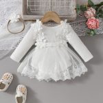 Baby Girl Sweet Sleeveless Lace Triangle Romper Mesh Skirt Newborn Lace Flower Cover-up Dress