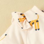 0-2 years old baby giraffe print dress flying sleeves long sleeves casual dress bow headband