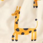 0-2 years old baby giraffe print dress flying sleeves long sleeves casual dress bow headband