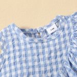 Baby Sleeveless Ruffle Plaid Top Bow Embroidered Skirt Suit Girls