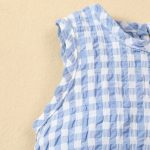 Baby Sleeveless Ruffle Plaid Top Bow Embroidered Skirt Suit Girls