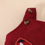 Baby Cute Fox Heart Pattern Long Sleeve Triangle Romper Corduroy Bowknot Bib Pants Set