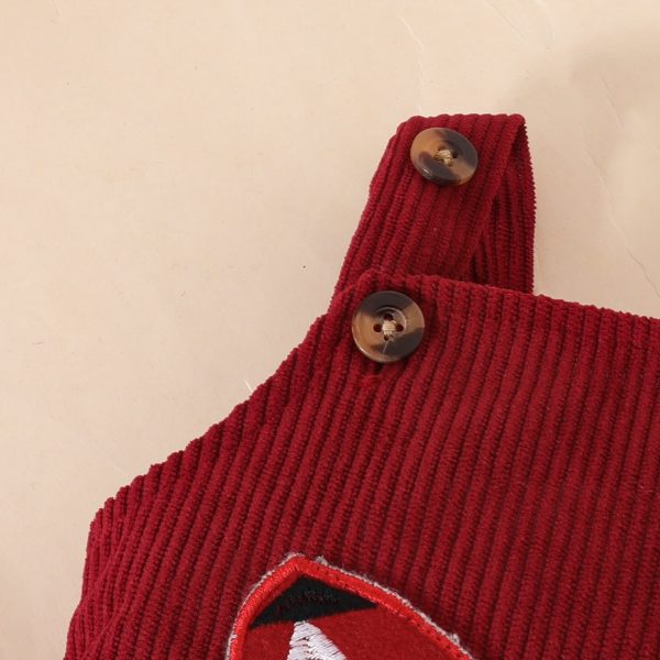 Baby Cute Fox Heart Pattern Long Sleeve Triangle Romper Corduroy Bowknot Bib Pants Set
