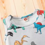 Baby vest shorts suit boy girl dinosaur striped sleeveless top shorts two-piece suit