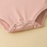 Cotton Short Sleeve Romper Elastic Pants Infant and Toddler Ribbon Bowknot Shorts Set