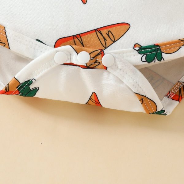 Baby Boy Fashion Short Sleeve Triangle Romper + Bib Shorts Set 0-1 Years Old Cartoon Animal Top Pants