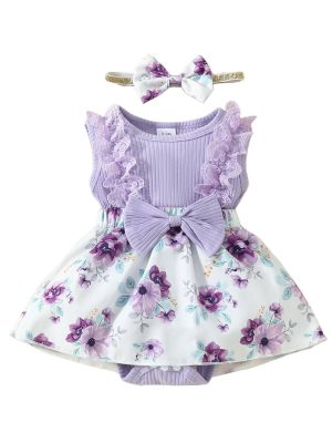 Baby lace big butterfly plaid vest jumpsuit baby girl sleeveless triangle romper dress