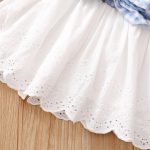 Baby Sleeveless Ruffle Plaid Top Bow Embroidered Skirt Suit Girls