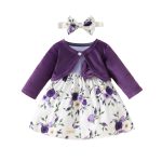Baby Girls Autumn and Winter Long Sleeve Coat + Dress Set 0-3 Years Old Girls Plush Coat Vest Skirt