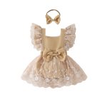 Children's clothing summer sweet girl baby casual jumpsuit baby big bow lace romper skirt