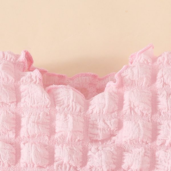 Fashion baby girl bubble fabric summer short-sleeved top + shorts + beret set sweet short clothing