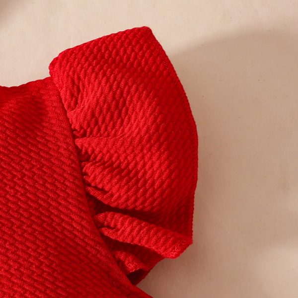 Baby Girl Sleeveless Ruffle Short Jacket Sleeveless Heart Dress Hairband Summer One-piece Dress Set