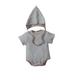 Detachable hood short-sleeved solid color triangle jumpsuit romper suit
