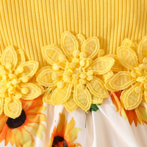 Baby Girl Summer Sleeveless Pit Stripe Applique Floral Print Romper Dress Baby Casual Dress
