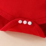 Baby Girls One-piece Dress Set Long Sleeve Red Triangle Romper Bear Doll Overall Dress Hairband