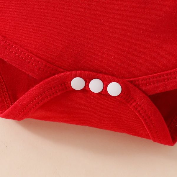 Baby Girls One-piece Dress Set Long Sleeve Red Triangle Romper Bear Doll Overall Dress Hairband