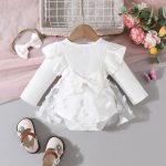 Baby Girl Sweet Sleeveless Lace Triangle Romper Mesh Skirt Newborn Lace Flower Cover-up Dress