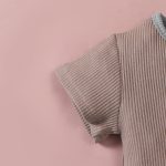 Detachable hood short-sleeved solid color triangle jumpsuit romper suit