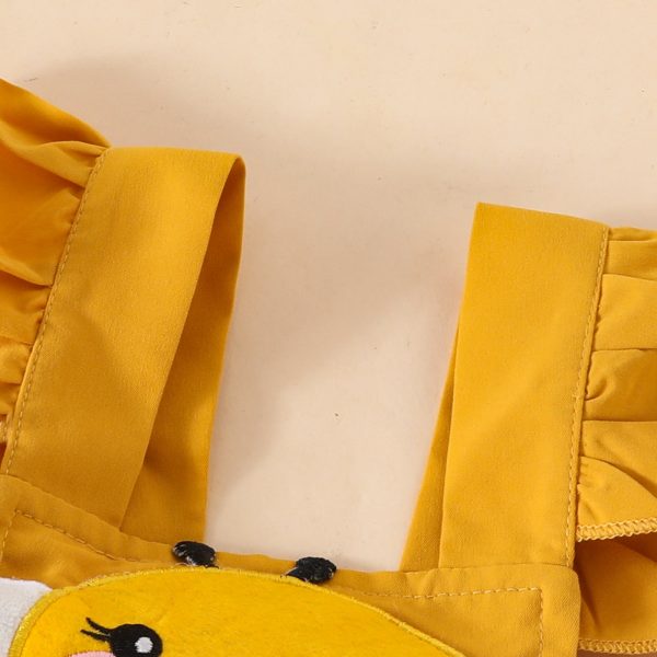 Baby cute little bee striped long-sleeved triangle romper with embroidered chapter suspender skirt autumn and winter skirt suit
