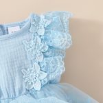 Baby Girl Sweet Sleeveless Lace Triangle Romper Mesh Skirt Newborn Lace Flower Cover-up Dress