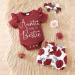 Baby Girl Letter Summer Top Belt Flower Cute Pants Baby Short Sleeve Triangle Romper Shorts Set